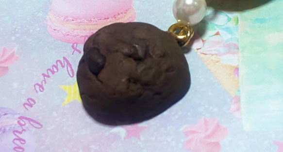 「受注制作」 2種のチョコチップクッキーストラップ(プレーン、チョコ)フェイクスイーツ⭐️スイーツデコ 3枚目の画像