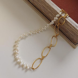 freshwater pearls × bigchain necklace RN041 12枚目の画像