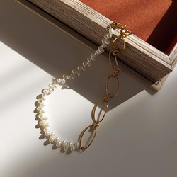 freshwater pearls × bigchain necklace RN041 11枚目の画像