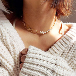 freshwater pearls × bigchain necklace RN041 4枚目の画像