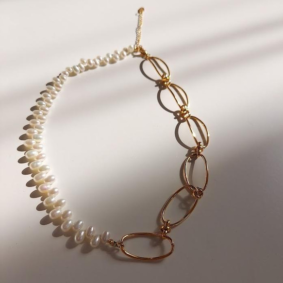 freshwater pearls × bigchain necklace RN041 2枚目の画像