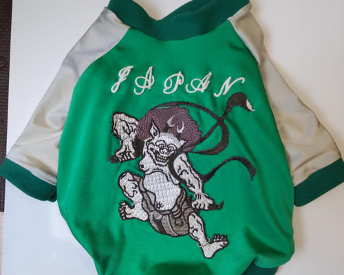 green　犬服　ハンドメイド 犬服スカジャン緑M ペット服・アクセサリー chin 通販 13104062