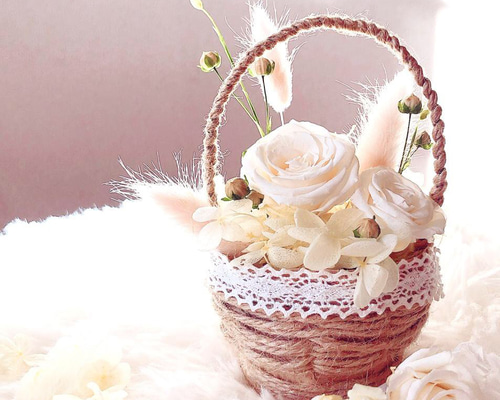 クレイフラワー♡ロココ調薔薇のフラワーアレンジメント♡ハンドメイド ロココ調薔薇✨粘土花✨陶器風✨クレイフラワー✨ハンドメイド