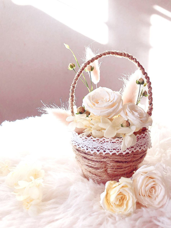 HANDMADE プリザーブドフラワー アレンジメント 花籠 薔薇 【公式通販】