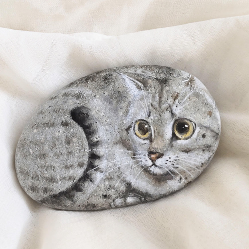 chikuri5 石ころアート ホントは硬いけふんわりにゃんこ さばとら