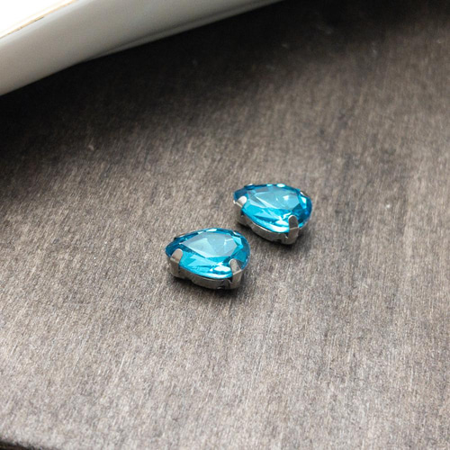 20個入り＊ ガラス ラインストーン 台座付 ビジュー 10x7x5mm ディープ