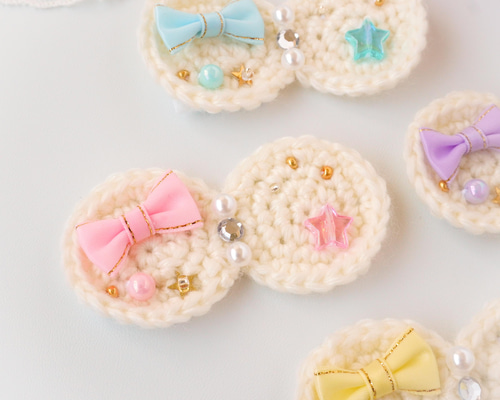 かぎ針編みのリボンヘアピン・ヘアゴム♡毛糸・♡ベビーキッズ♡誕生日