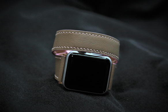 高級革使用Apple Watch 2重巻きタイプ　レザーベルト レザー バンド　時計ベルト L8 1枚目の画像
