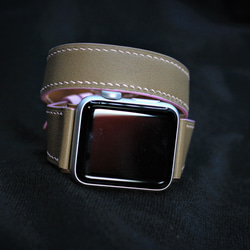 高級革使用Apple Watch 2重巻きタイプ　レザーベルト レザー バンド　時計ベルト L8 4枚目の画像