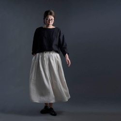 【wafu】Linen Skirt やわらか高密度ヘリンボーンストライプ スカート / s020b-stp2 6枚目の画像