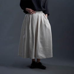 【wafu】Linen Skirt やわらか高密度ヘリンボーンストライプ スカート / s020b-stp2 1枚目の画像