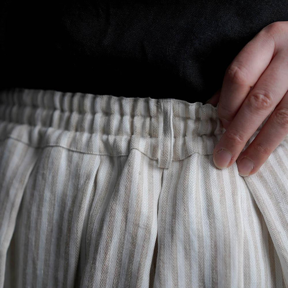 [wafu] 亞麻裙 柔軟高密人字條紋裙 / s020b-stp2 第7張的照片