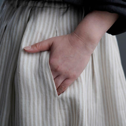 [wafu] 亞麻裙 柔軟高密人字條紋裙 / s020b-stp2 第8張的照片