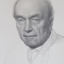 死と対峙する老人」キャンバスに木炭デッサン、鉛筆 72.7 x 91 x