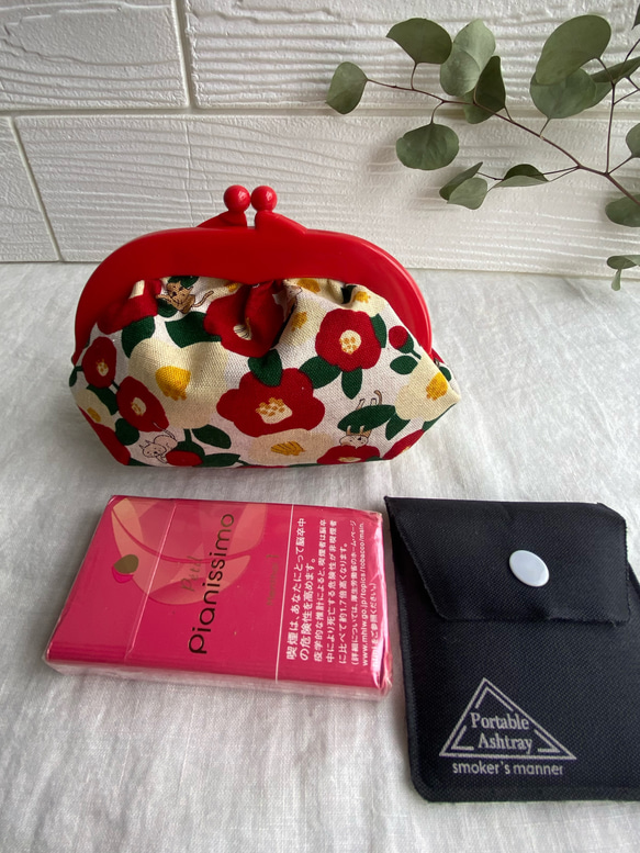 受注製作】プラフレーム 椿ねこちゃん プラスチックがま口