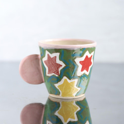 Mug Cup / Momiji Pattern (綠) 耳柄 第3張的照片