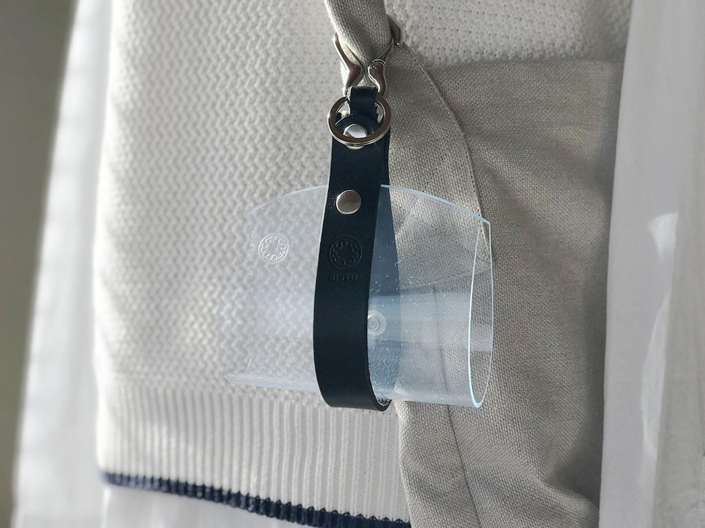 ストール/キャップホルダー&マスクケース機能付き　ブラック国産レザー使用