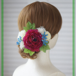 秋色ラナンキュラスの髪飾り 造花　成人式　結婚式　卒業式　ヘッドドレス　ヘッドパーツ　ウェディング 1枚目の画像