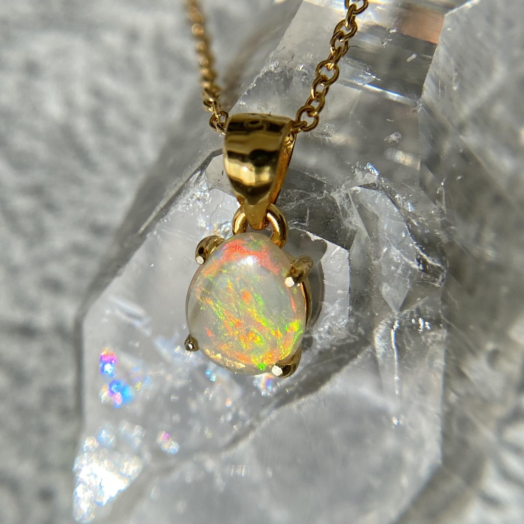 天然オパール14kgfロングネックレス☆オーストラリアCooberPedy産原石から磨きました！