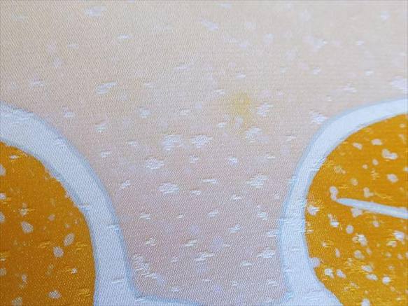 【正絹　洗い済】橙・黄・緑・水色の雲紋と吉祥柄の梅の振袖生地B　約37.5×約148ｃｍ 6枚目の画像