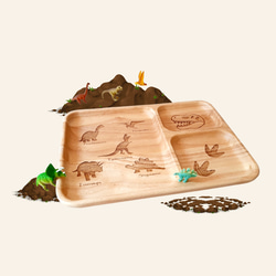 スクエア ランチプレート ＊恐竜 だいすき①＊ 木製 プレート 名前入れ