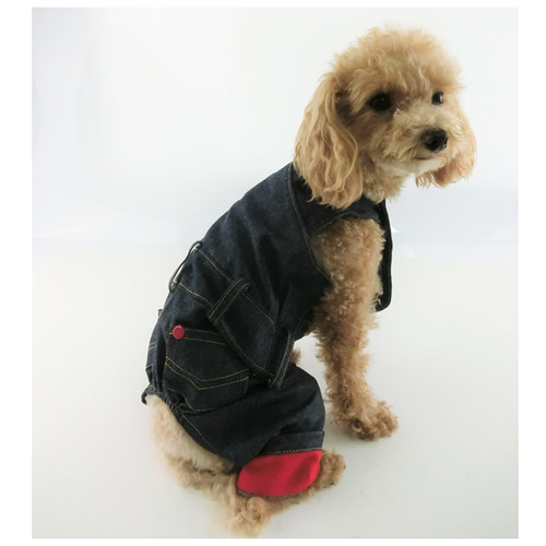 ロンパース オールインワン デニム調 つなぎ ドックウェア サロペット