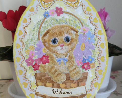 お買い得モデル トールペイントハンドメイド☆スコティッシュフォールド 黄色花 その他
