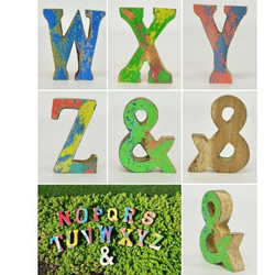 木製 アルファベット オブジェ ペイント加工 英字 文字 モンキーポット DIY 看板 表札 ディスプレイ W-0476 7枚目の画像