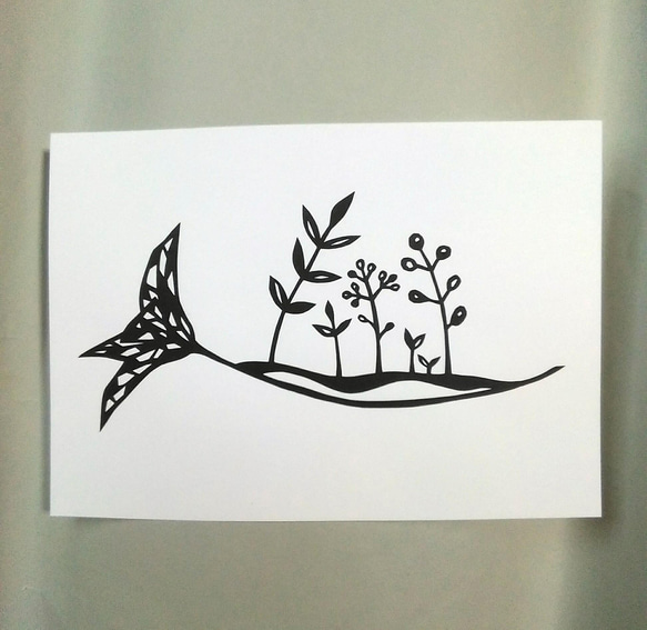 【切り絵】原画　A5サイズ　Flower ship 1枚目の画像