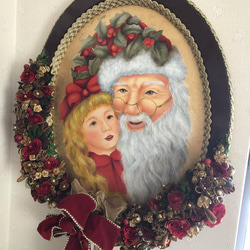 サンタと少女のオイルトールペイント作品 1枚目の画像