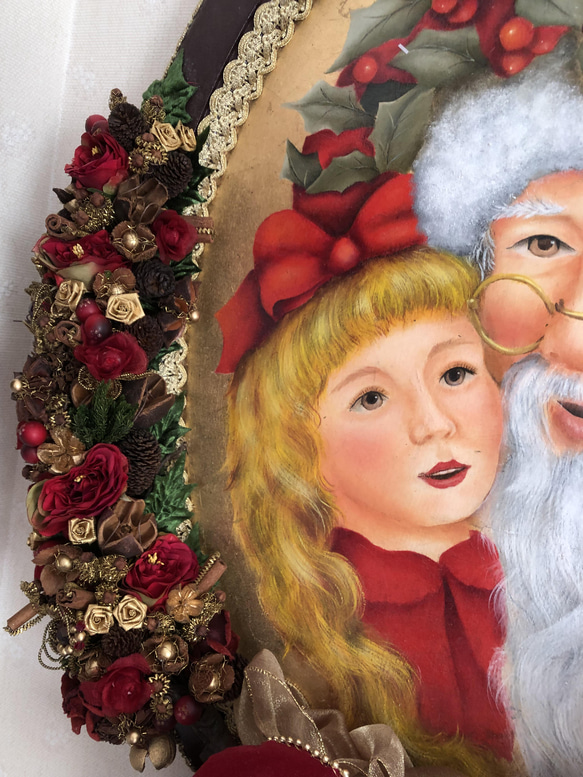 サンタと少女のオイルトールペイント作品 2枚目の画像