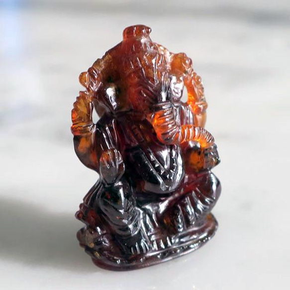 [Ganesha] Hessonite 石榴石雕刻雕像雕像 第3張的照片