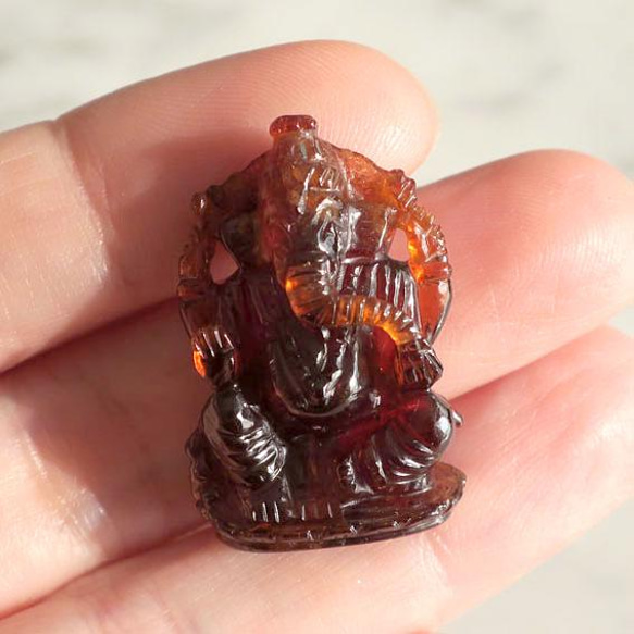 [Ganesha] Hessonite 石榴石雕刻雕像雕像 第5張的照片