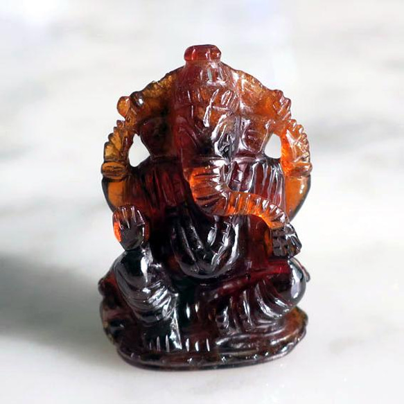 [Ganesha] Hessonite 石榴石雕刻雕像雕像 第1張的照片