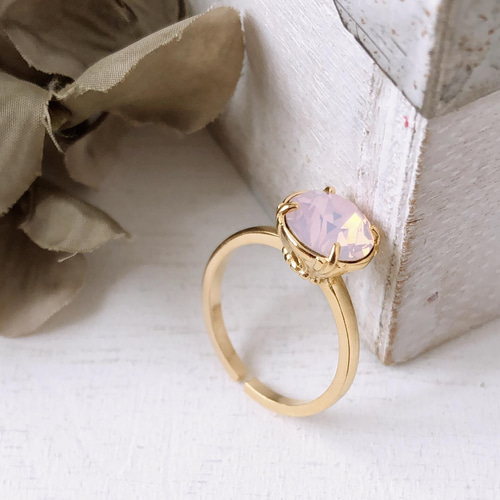 数量限定 【桜色スワロフスキーリング】フリーサイズ 約9号 指輪