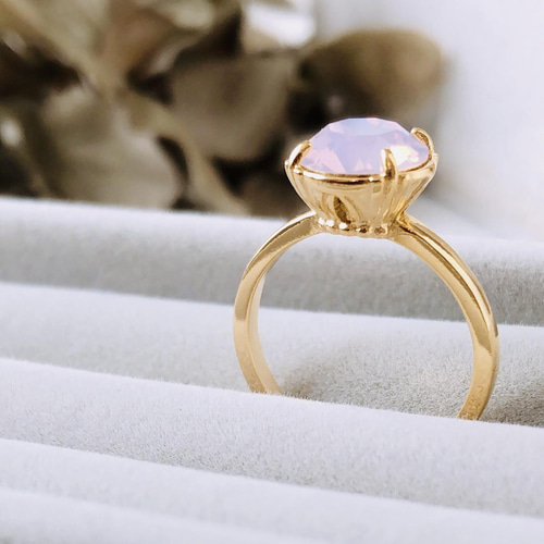 数量限定 【桜色スワロフスキーリング】フリーサイズ 約9号 指輪