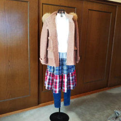 チェックの三段ティアードスカート(ブルー×レッド) 3枚目の画像