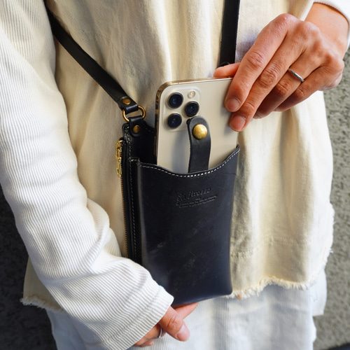 スマホ ポシェット ミニ ショルダー バッグ 牛革 メンズ