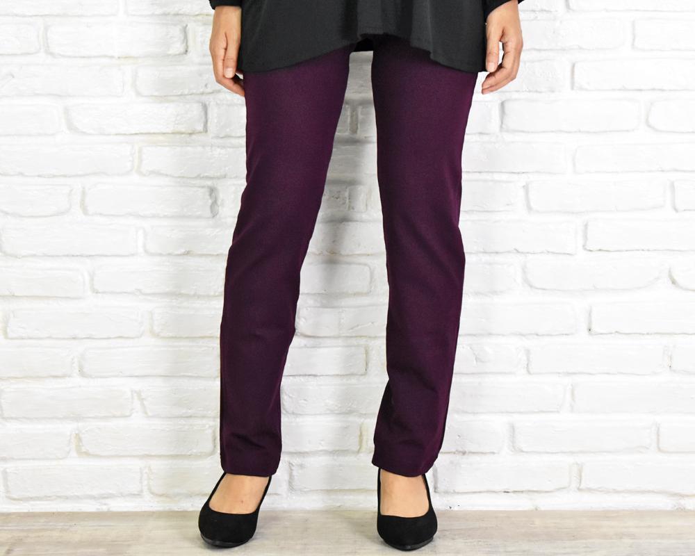 【大きいサイズ】極上の穿き心地！スキニーストレートストレッチロングパンツ　＜パープル＞