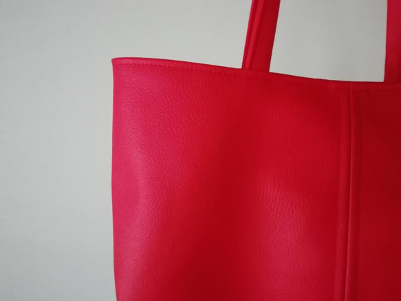 カーマイン（鮮やかな赤）のふわりトートバッグ「Creema限定」 8枚目の画像