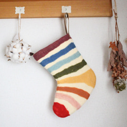 羊毛フェルト・クリスマス用大きな靴下 1枚目の画像
