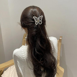 韓国ファッション　大人気 蝶々パールヘアクリップ　クリア　ヘアアクセサリー　-7058 3枚目の画像