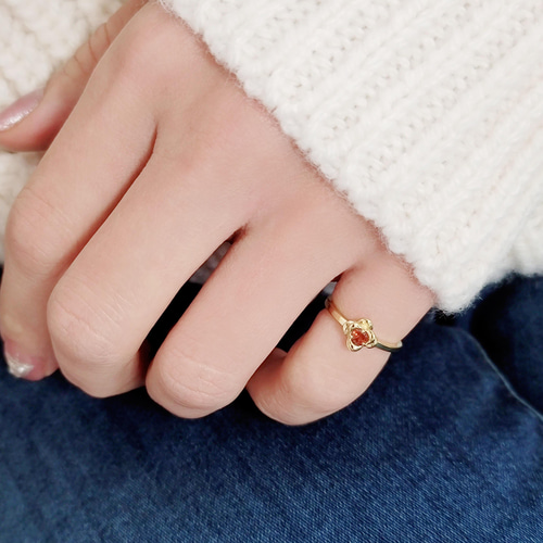 天然石＊1月~12月誕生石＊椿＊ピンキーリング＊ピンク＆ゴールド H