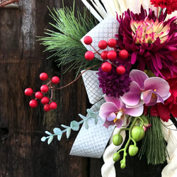 【お任せデザイン】紅白の瓢箪型お正月しめ縄飾り//祭 6枚目の画像