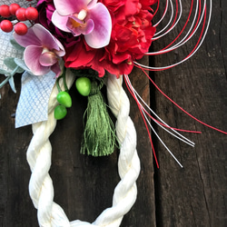 【お任せデザイン】紅白の瓢箪型お正月しめ縄飾り//祭 7枚目の画像