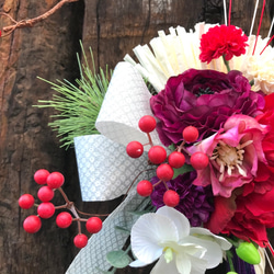 【お任せデザイン】紅白の瓢箪型お正月しめ縄飾り//祭 4枚目の画像