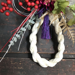 【お任せデザイン】紅白の瓢箪型お正月しめ縄飾り//祭 8枚目の画像