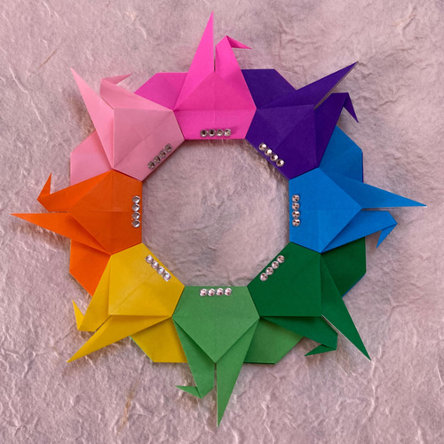 折り紙お正月リース＊鶴・ミックス リース ケロティ(只今、発送まで10