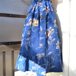 《特別価格》着物リメイク　銘仙　段違いギャザースカート　Ｊ-51 1枚目の画像