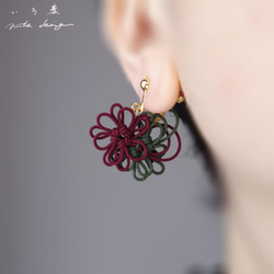 耳環“Iroha”（紅色 x 深綠色） 第7張的照片
